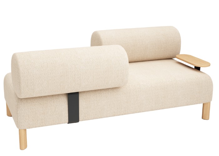 Pebble Two Seat Lounge - Opposite Facing + Table - Bone